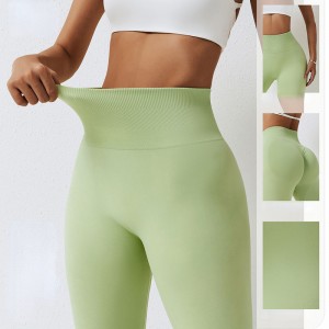 SC10109 Giomnáisiam Gan Seam Liggings Yoga Mná Le Riteoga Lógó Saincheaptha Scrunch Mná Mná Yoga Pants Leggings