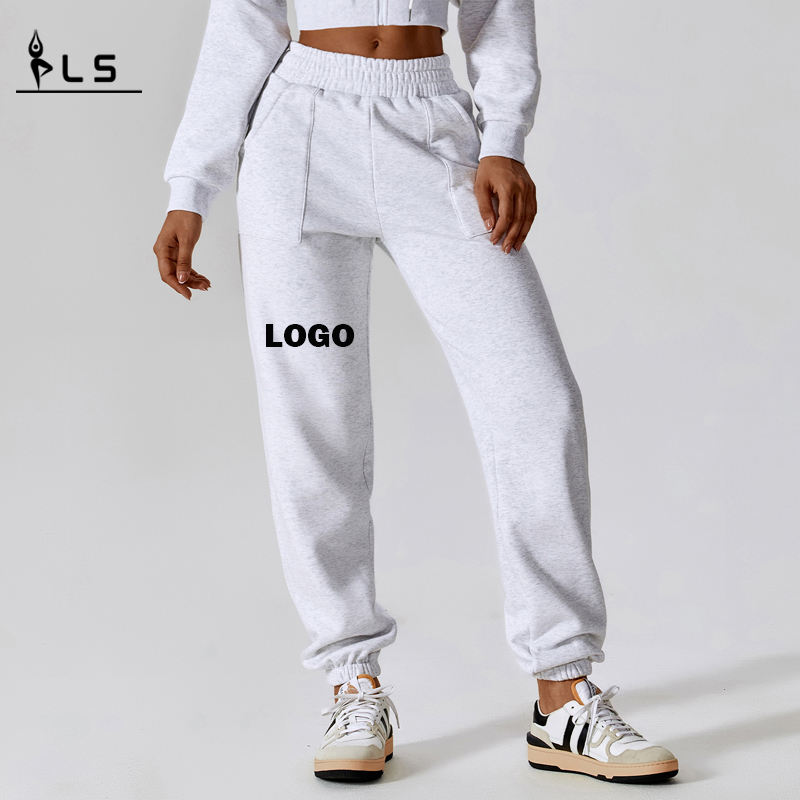 SC11114 Mná Fleece Waist leaisteach Elastic te jogger scaoilte gheimhridh sweatpants spórt pants reatha teirmeach