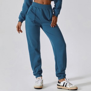 SC11114 Mná Fleece Waist leaisteach Elastic te jogger scaoilte gheimhridh sweatpants spórt pants reatha teirmeach