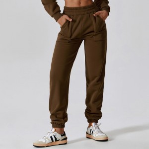 SC11114 Mná Fleece Waist leaisteach Elastic te jogger scaoilte gheimhridh sweatpants spórt pants reatha teirmeach