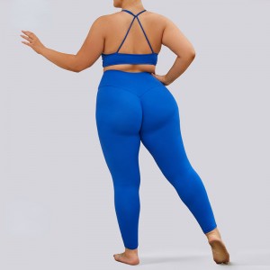 SC1068 Socraigh Méid Mór Yoga Conjunto Plus Méid Méid Soladach Yoga Pants Leggings Stretch Sport Set Yoga Suit