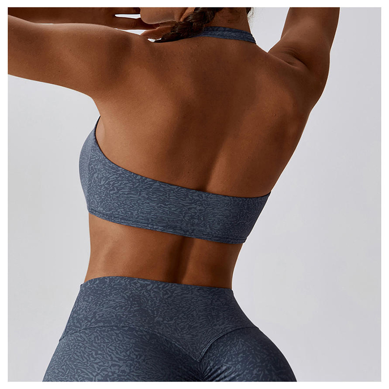 SC10133 78%níolón agus 22% spandex halter breathable an t -adhmadóireacht tapaidh tirim tirim tirim giomnáisiam yoga ag caitheamh bra spóirt ag rith bra do mhná