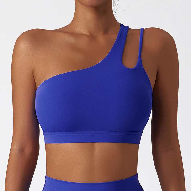 SC10171 Quakeproof Padded Sport Fitness Workout Workout Giomnáisiam Spóirt Bra One Gualainn Tacaíocht Ard -Tionchair Dílsithe Spóirt Spóirt Bra
