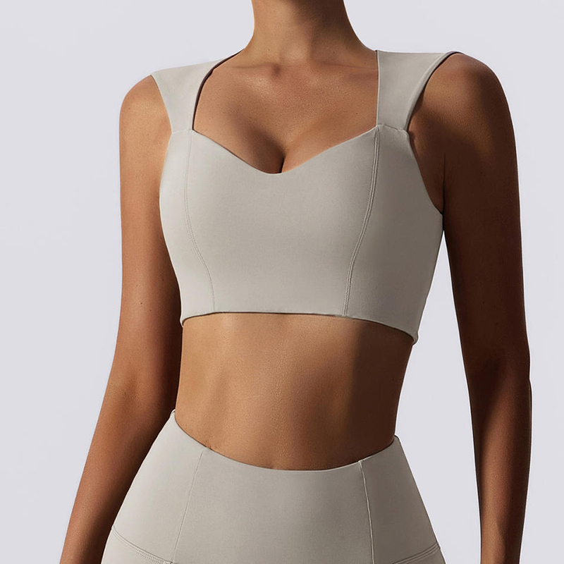 SC10182 Fir Spóirt Ard -Tionchair Bra do Wo White Sports Bra Pads Inbhainte Bra