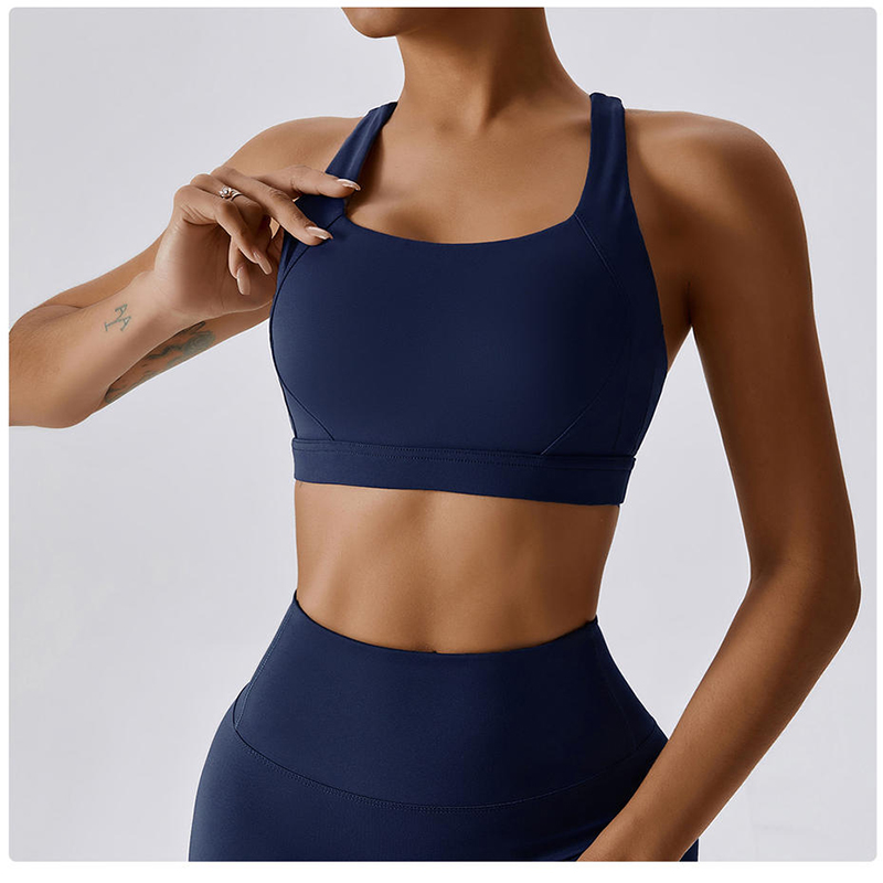 SC101811 Cross Back Yoga Sports Bra Bra Ardthionchairna mBan Padded Muineál Halter Cross Cross Back Sports Bra do Mhná