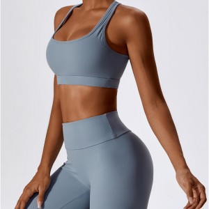 SC10189 Women Fitness Racer ar ais Spóirt Bra Yoga Caith Comhbhrú Tacaíochta Bog Comhbhrúite Yoga Sexy Sports Bra