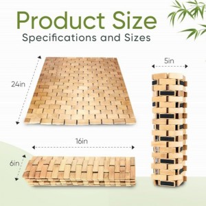 Mata folctha bambúnádúrtha, mata cithfholcadh bambúneamh-duillín, mata folctha adhmaid foldable uiscedhíonach le haghaidh dabhach folctha