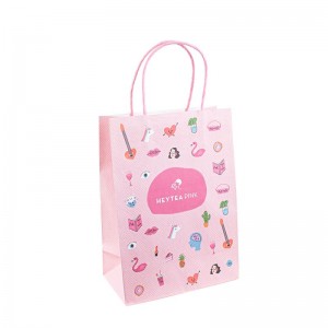 Pacáistiú Ceardaíochta Bia Bán Bán Bia Bán Éicea-Chomhshaoil ​​Pacáistiú Páipéar Ceardaíochta Siopa Siopa Siopadóireacht Mála Páipéar Kraft Brown Le Láimhseáil