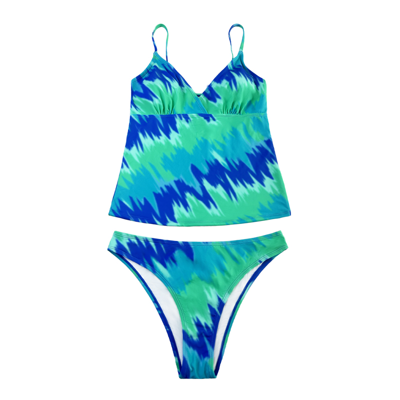 Teal Drawstring Swimsuit dhá phíosa