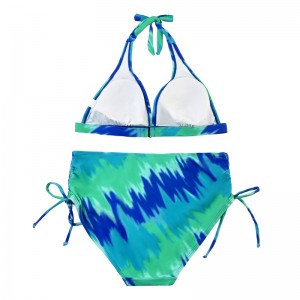 Strap Strap Teal Halter Strap Swimsuit Pleated Bow Swim Swim