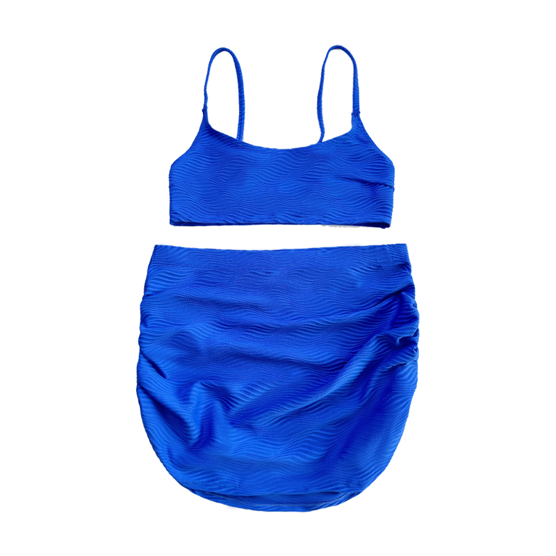 Swimsuit Swimsuit Fionraí Pleated Sciorta Gorm Éadach Speisialta