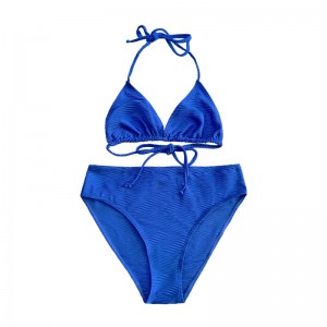 Patrún Gorm Éadach Speisialta Cupán Triantán Triantán Halter Halter Strap Swimsuit Split Swimsuit