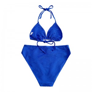 Patrún Gorm Éadach Speisialta Cupán Triantán Triantán Halter Halter Strap Swimsuit Split Swimsuit