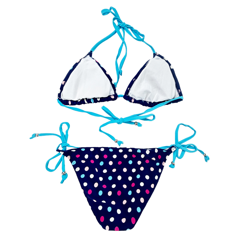 Cabhlach Gorm Multicolor Polka Dot Strap Strap Swimsuit Dhá Phíosa