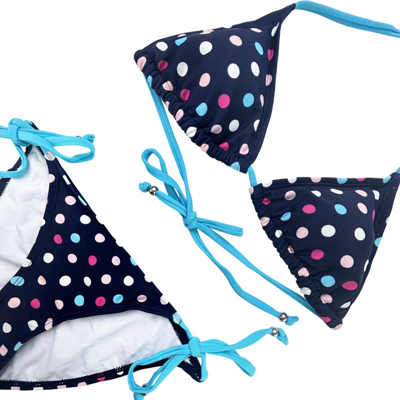 Cabhlach Gorm Multicolor Polka Dot Strap Strap Swimsuit Dhá Phíosa