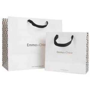 Málaí Siopadóireachta Athchúrsáilte Só Beaga Málaí Páipéar Bronntanais le hAinm Gnó le haghaidh Pacáistiú Jewelry le Láimhseáil