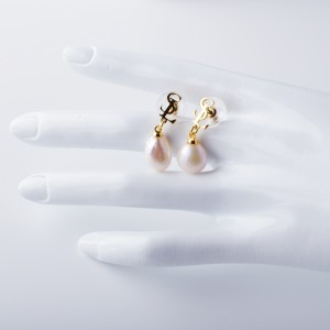 2x14mm le cluaise graí plátáilte ór péarla 6.4*7.2mm