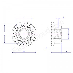 cnó flange heicseagán le serrations
