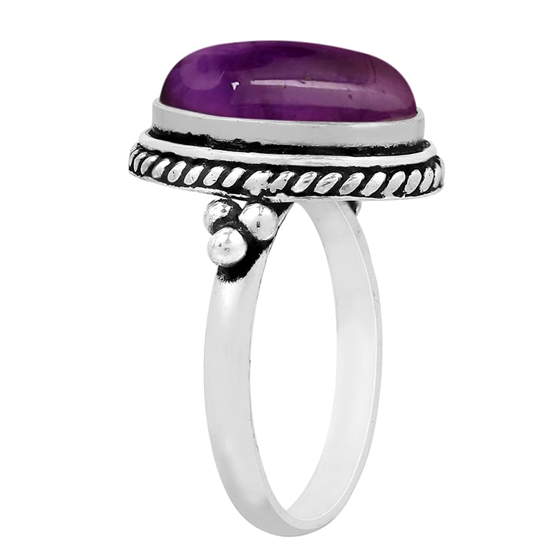Fáinne Sterling Hongde Mystic Amethyst 925 Fáinní Ráitis Lámhdhéanta Sterling Silver Plated Do Mhná Seodra Fáinne Breithchlocha Bohemian Thiar Theas