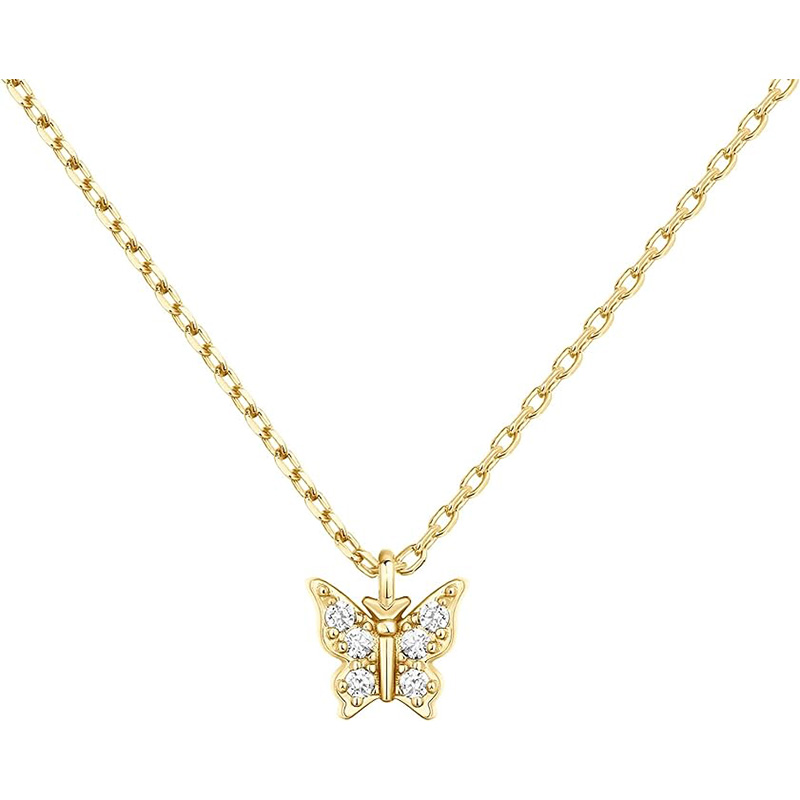 Muince siogairlín Zirconia Ciúbach 14K Plátáilte Óir do Mhná Necklaces Slabhra Sraithaithe Slabhraithe Slabhraithe Féileacán