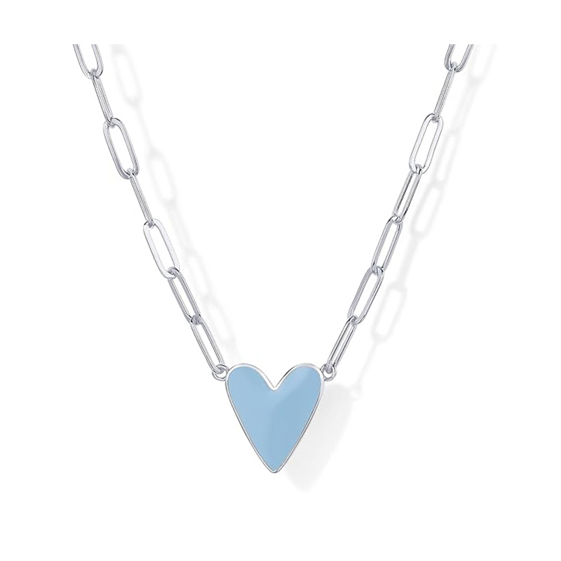 Muince siogairlín cruan 14K Croí Plátáilte Óir do Mhná Is breá le Necklaces Slabhra fáiscín páipéir Gorm Bándearg Corcra Bán Pendant Croí Cruan