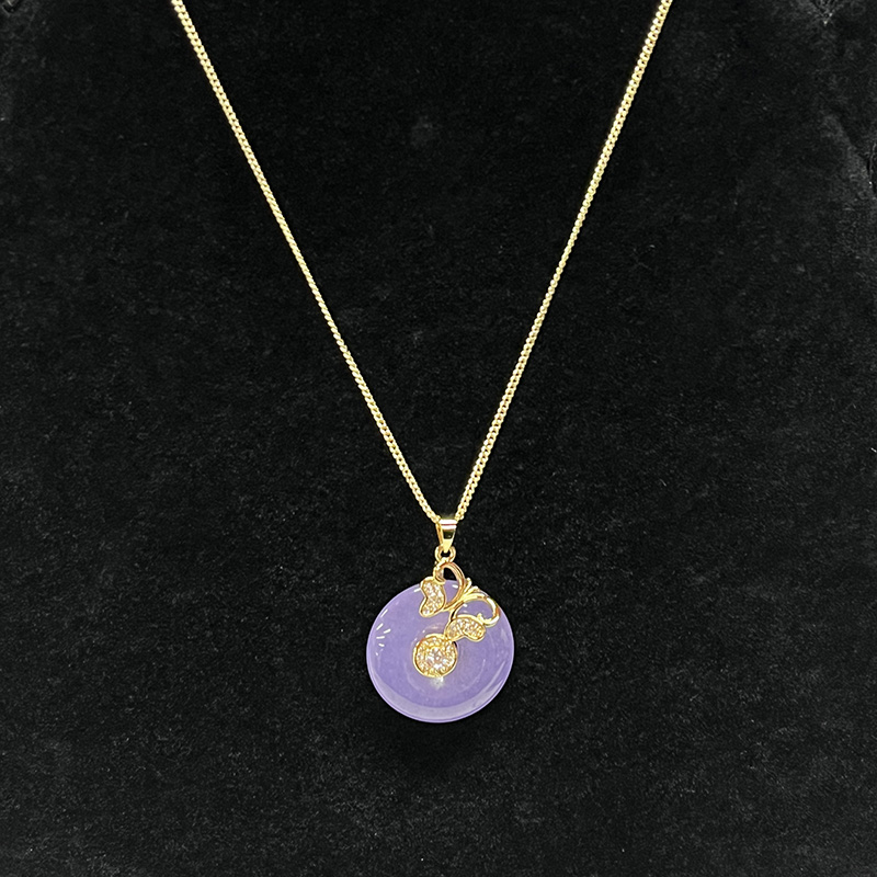 Lavender Serenity Jade agus muince pendant Blossom Blossom Blossom le Zirconia Ciúbach