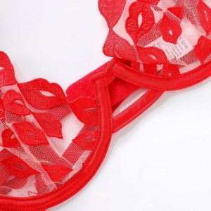 Lingerie sexy - antoisceach-tanaí, le bróidnéireacht agus lása liopa dearg. Í\\Is bra bra le haghaidh breasts móra a fhágann go bhfuil cumaníos lú orthu agus a choisceann ar phraghas W7229 sagging:$219.99