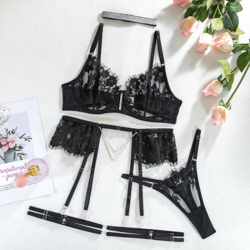 Lása Stíl Nua - Socraigh fo -éadaí bearrtha le diamant - collar muineál studded. Í\Tá cúigear ann - píosa crosta - sraith lingerie sexy teorann, éadaí paiseanta le hEorpa - Stíl INS American My96628 Praghas:$119.99