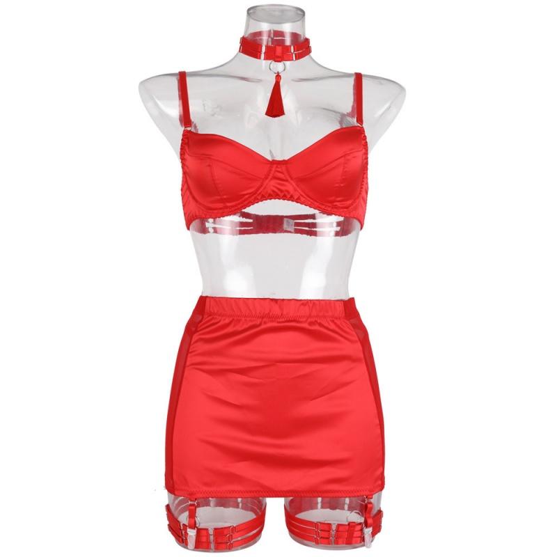 Satin sexy-Sciorta peann luaidhe mogalra fuaite mná tassel mná\lingerie faisin cúigear-Píosa set.my96618 Praghas:$119.99