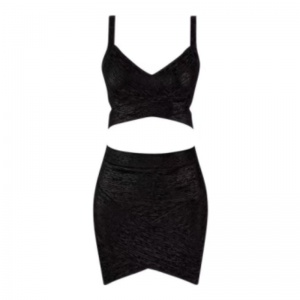 Camisole Cniotáilte Clóbhuailte Óir an tSamhraidh, Sraith Sciorta Wrap Hip