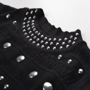 Ruffle gualainn sleeveless collar dollar samhraidh, gúnaí cniotála miotalacha