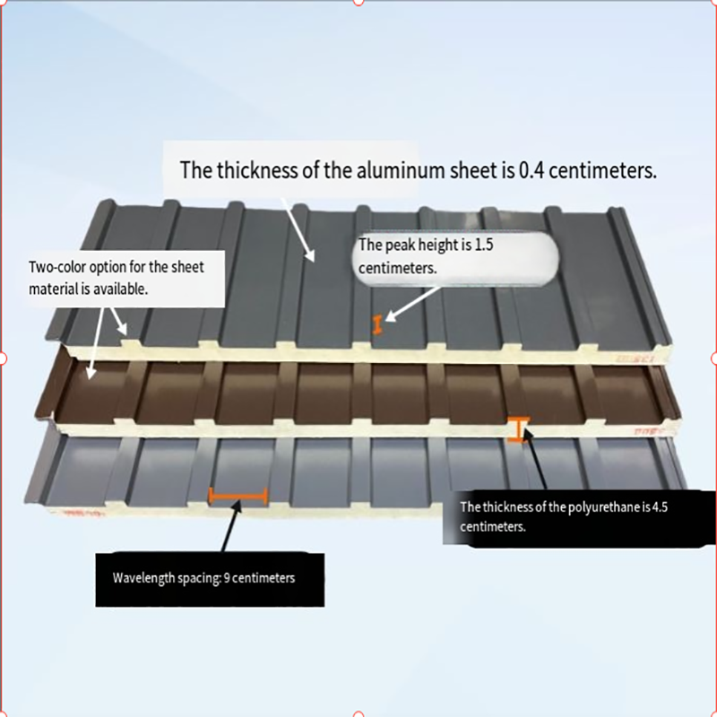 Painéil alúmanaim do dhíon an Bhalla Mór-Dearadh múnlaithe le hairíonna inslithe teasa